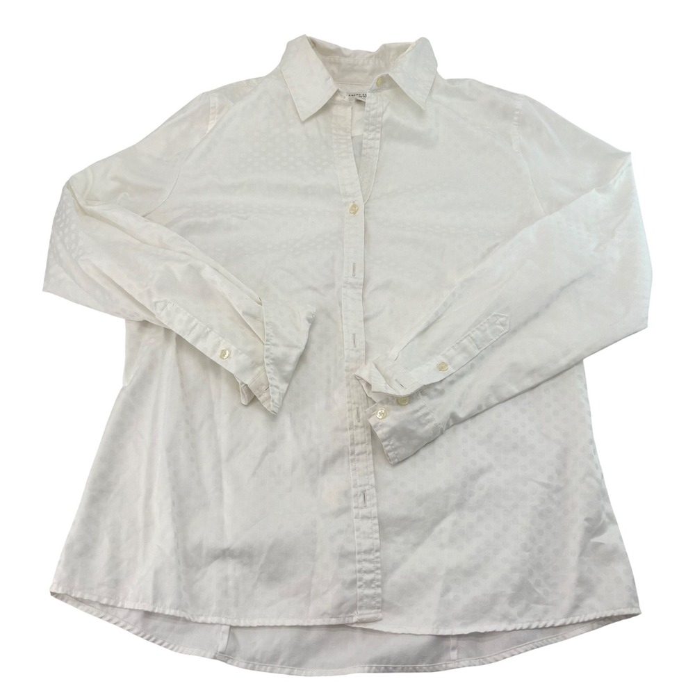 Banana Republic White Polka Dot Jacquard Fitted Button Down Shirt XL